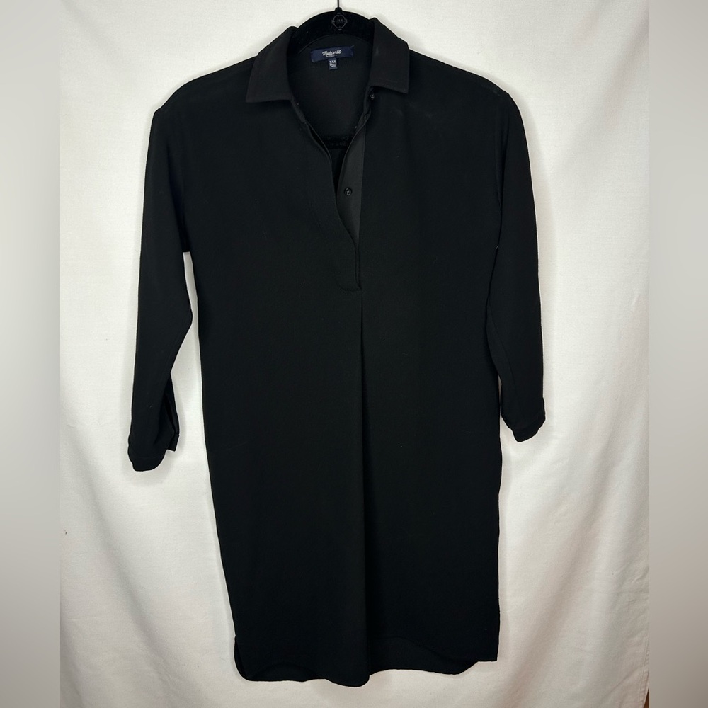 Madewell Womens Moviehouse Shirt Dress black long sleeve